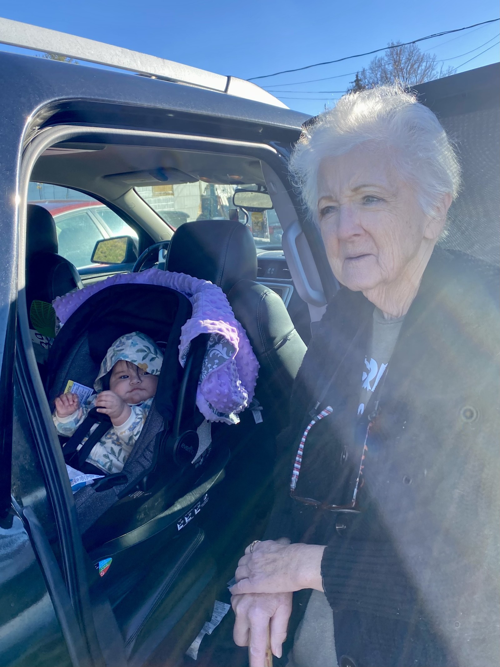 Great Grandma Barbara standing next to Amora