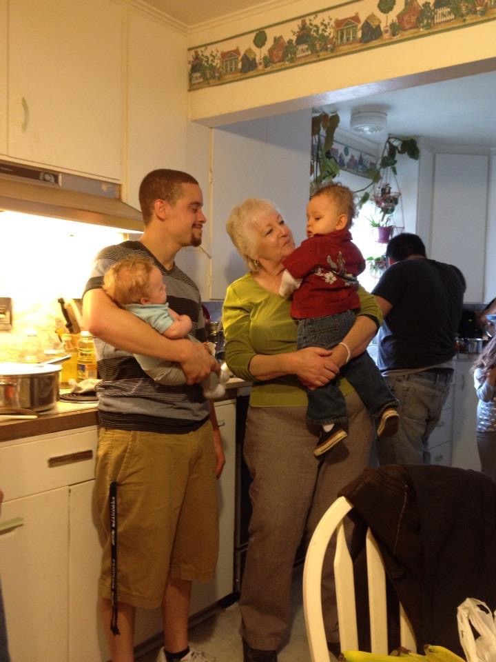 Grandma Barb meeting her great grandsons.