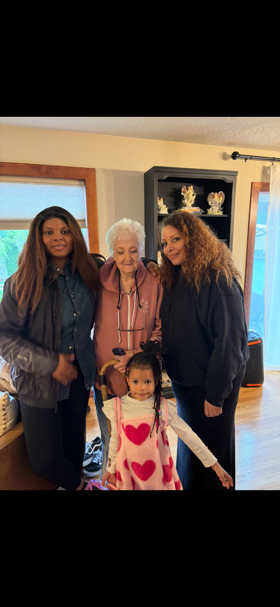 Grandma Barb posing with Chandra, Jasmine and Amoya.