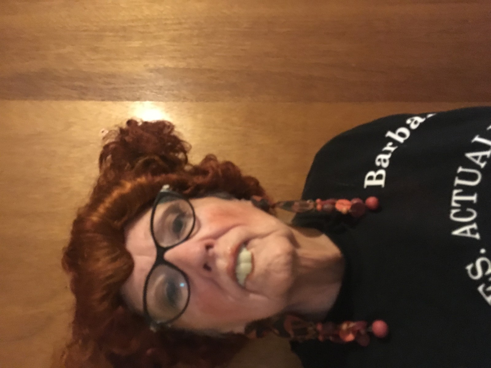 Barbara posing with silly props.